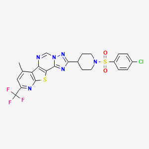 4-[1-(4-chlorophenyl)sulfonylpiperidin-4-yl]-11-methyl-13-(trifluoromethyl)-16-thia-3,5,6,8,14-pentazatetracyclo[7.7.0.02,6.010,15]hexadeca-1(9),2,4,7,10(15),11,13-heptaene