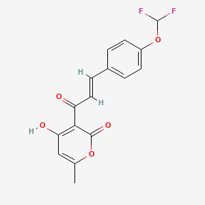 molecular formula C16H12F2O5 B10951825 3-{(2E)-3-[4-(difluoromethoxy)phenyl]prop-2-enoyl}-4-hydroxy-6-methyl-2H-pyran-2-one 