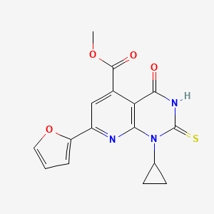 Methyl 1-cyclopropyl-7-(furan-2-yl)-4-oxo-2-sulfanyl-1,4-dihydropyrido[2,3-d]pyrimidine-5-carboxylate