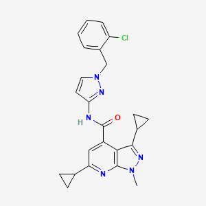 molecular formula C24H23ClN6O B10951860 N-[1-(2-chlorobenzyl)-1H-pyrazol-3-yl]-3,6-dicyclopropyl-1-methyl-1H-pyrazolo[3,4-b]pyridine-4-carboxamide 