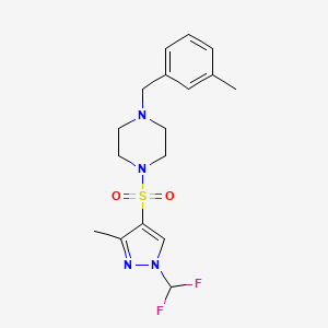 molecular formula C17H22F2N4O2S B10951867 1-{[1-(difluoromethyl)-3-methyl-1H-pyrazol-4-yl]sulfonyl}-4-(3-methylbenzyl)piperazine 