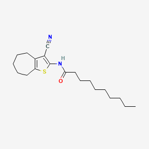 molecular formula C20H30N2OS B10951881 N-(3-cyano-5,6,7,8-tetrahydro-4H-cyclohepta[b]thiophen-2-yl)decanamide 