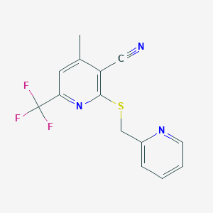 molecular formula C14H10F3N3S B10951913 4-Methyl-2-[(pyridin-2-ylmethyl)sulfanyl]-6-(trifluoromethyl)pyridine-3-carbonitrile 