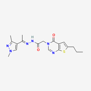 N'-[(1E)-1-(1,3-dimethyl-1H-pyrazol-4-yl)ethylidene]-2-(4-oxo-6-propylthieno[2,3-d]pyrimidin-3(4H)-yl)acetohydrazide