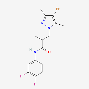 molecular formula C15H16BrF2N3O B10951953 3-(4-bromo-3,5-dimethyl-1H-pyrazol-1-yl)-N-(3,4-difluorophenyl)-2-methylpropanamide 