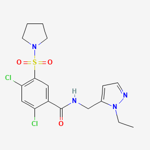 molecular formula C17H20Cl2N4O3S B10951961 2,4-dichloro-N-[(1-ethyl-1H-pyrazol-5-yl)methyl]-5-(pyrrolidin-1-ylsulfonyl)benzamide 