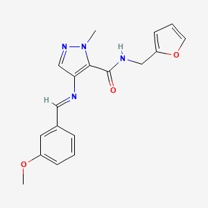 N-(furan-2-ylmethyl)-4-{[(E)-(3-methoxyphenyl)methylidene]amino}-1-methyl-1H-pyrazole-5-carboxamide