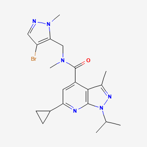 molecular formula C20H25BrN6O B10951998 N-[(4-bromo-1-methyl-1H-pyrazol-5-yl)methyl]-6-cyclopropyl-N,3-dimethyl-1-(propan-2-yl)-1H-pyrazolo[3,4-b]pyridine-4-carboxamide 