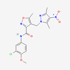 N-(3-chloro-4-methoxyphenyl)-4-[(3,5-dimethyl-4-nitro-1H-pyrazol-1-yl)methyl]-5-methyl-1,2-oxazole-3-carboxamide