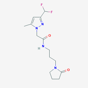 molecular formula C14H20F2N4O2 B10952045 2-[3-(difluoromethyl)-5-methyl-1H-pyrazol-1-yl]-N-[3-(2-oxopyrrolidin-1-yl)propyl]acetamide 