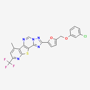 4-[5-[(3-chlorophenoxy)methyl]furan-2-yl]-11-methyl-13-(trifluoromethyl)-16-thia-3,5,6,8,14-pentazatetracyclo[7.7.0.02,6.010,15]hexadeca-1(9),2,4,7,10(15),11,13-heptaene