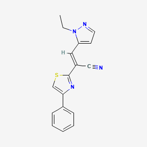 molecular formula C17H14N4S B10952067 (2E)-3-(1-ethyl-1H-pyrazol-5-yl)-2-(4-phenyl-1,3-thiazol-2-yl)prop-2-enenitrile 