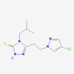 molecular formula C11H16ClN5S B10952079 5-[2-(4-chloro-1H-pyrazol-1-yl)ethyl]-4-(2-methylpropyl)-4H-1,2,4-triazole-3-thiol CAS No. 1005650-05-4