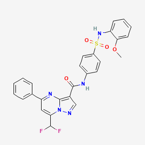 molecular formula C27H21F2N5O4S B10952091 7-(difluoromethyl)-N-{4-[(2-methoxyphenyl)sulfamoyl]phenyl}-5-phenylpyrazolo[1,5-a]pyrimidine-3-carboxamide 