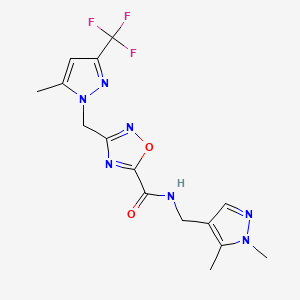 N-[(1,5-dimethyl-1H-pyrazol-4-yl)methyl]-3-{[5-methyl-3-(trifluoromethyl)-1H-pyrazol-1-yl]methyl}-1,2,4-oxadiazole-5-carboxamide