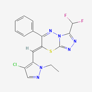 (7Z)-7-[(4-chloro-1-ethyl-1H-pyrazol-5-yl)methylidene]-3-(difluoromethyl)-6-phenyl-7H-[1,2,4]triazolo[3,4-b][1,3,4]thiadiazine