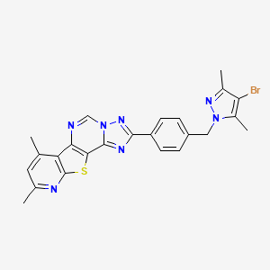 molecular formula C24H20BrN7S B10952110 4-[4-[(4-bromo-3,5-dimethylpyrazol-1-yl)methyl]phenyl]-11,13-dimethyl-16-thia-3,5,6,8,14-pentazatetracyclo[7.7.0.02,6.010,15]hexadeca-1(9),2,4,7,10(15),11,13-heptaene 