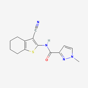 molecular formula C14H14N4OS B10952122 N-(3-cyano-4,5,6,7-tetrahydro-1-benzothiophen-2-yl)-1-methyl-1H-pyrazole-3-carboxamide 