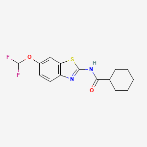 molecular formula C15H16F2N2O2S B10952130 N-[6-(difluoromethoxy)-1,3-benzothiazol-2-yl]cyclohexanecarboxamide 