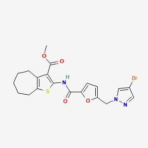 molecular formula C20H20BrN3O4S B10952141 methyl 2-[({5-[(4-bromo-1H-pyrazol-1-yl)methyl]furan-2-yl}carbonyl)amino]-5,6,7,8-tetrahydro-4H-cyclohepta[b]thiophene-3-carboxylate 