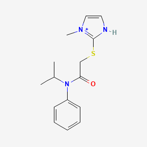 molecular formula C15H20N3OS+ B10952158 3-methyl-2-({2-oxo-2-[phenyl(propan-2-yl)amino]ethyl}sulfanyl)-1H-imidazol-3-ium 