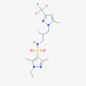 molecular formula C16H24F3N5O2S B10952163 1-ethyl-3,5-dimethyl-N-{2-methyl-3-[5-methyl-3-(trifluoromethyl)-1H-pyrazol-1-yl]propyl}-1H-pyrazole-4-sulfonamide 