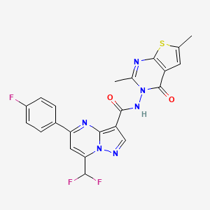 molecular formula C22H15F3N6O2S B10952188 7-(Difluoromethyl)-N-[2,6-dimethyl-4-oxothieno[2,3-D]pyrimidin-3(4H)-YL]-5-(4-fluorophenyl)pyrazolo[1,5-A]pyrimidine-3-carboxamide 