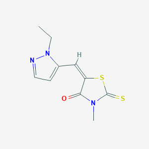 molecular formula C10H11N3OS2 B10952198 Thiazolidin-4-one, 5-(2-ethyl-2H-pyrazol-3-ylmethylene)-3-methyl-2-thioxo- 