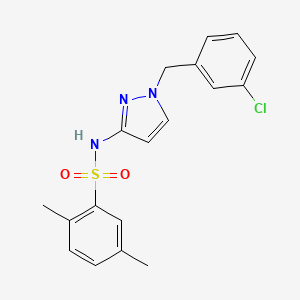 molecular formula C18H18ClN3O2S B10952226 N-[1-(3-chlorobenzyl)-1H-pyrazol-3-yl]-2,5-dimethylbenzenesulfonamide 