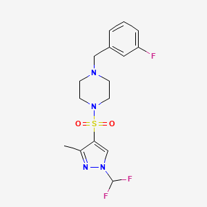 molecular formula C16H19F3N4O2S B10952243 1-{[1-(difluoromethyl)-3-methyl-1H-pyrazol-4-yl]sulfonyl}-4-(3-fluorobenzyl)piperazine 