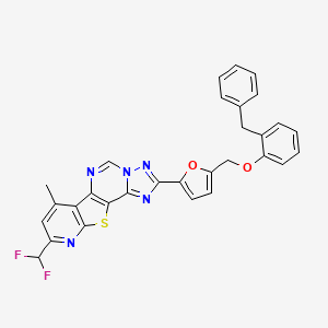 molecular formula C30H21F2N5O2S B10952248 4-[5-[(2-benzylphenoxy)methyl]furan-2-yl]-13-(difluoromethyl)-11-methyl-16-thia-3,5,6,8,14-pentazatetracyclo[7.7.0.02,6.010,15]hexadeca-1(9),2,4,7,10(15),11,13-heptaene 