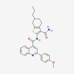 N-(3-carbamoyl-6-propyl-4,5,6,7-tetrahydro-1-benzothiophen-2-yl)-2-(4-methoxyphenyl)quinoline-4-carboxamide