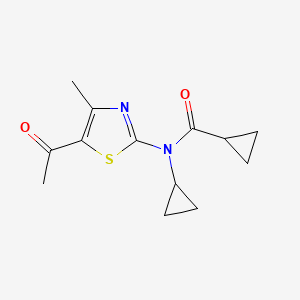 molecular formula C13H16N2O2S B10952254 N-(5-acetyl-4-methyl-1,3-thiazol-2-yl)-N-cyclopropylcyclopropanecarboxamide 