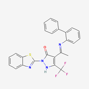 molecular formula C25H17F3N4OS B10952282 (4E)-2-(1,3-benzothiazol-2-yl)-4-[1-(biphenyl-2-ylamino)ethylidene]-5-(trifluoromethyl)-2,4-dihydro-3H-pyrazol-3-one 