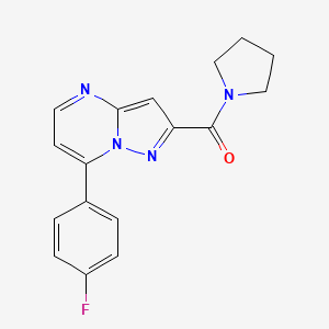 molecular formula C17H15FN4O B10952331 [7-(4-Fluorophenyl)pyrazolo[1,5-a]pyrimidin-2-yl](pyrrolidin-1-yl)methanone 