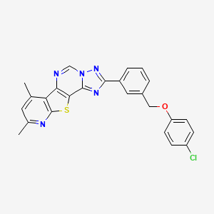 molecular formula C25H18ClN5OS B10952333 4-[3-[(4-chlorophenoxy)methyl]phenyl]-11,13-dimethyl-16-thia-3,5,6,8,14-pentazatetracyclo[7.7.0.02,6.010,15]hexadeca-1(9),2,4,7,10(15),11,13-heptaene 