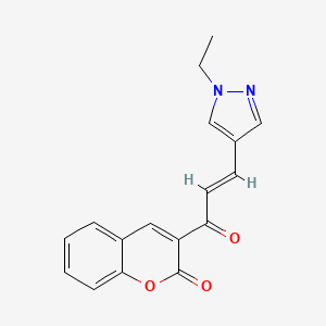 molecular formula C17H14N2O3 B10952372 3-[3-(1-Ethyl-1H-pyrazol-4-yl)prop-2-enoyl]-2H-chromen-2-one 