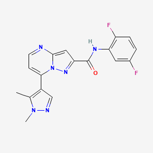 molecular formula C18H14F2N6O B10952373 N-(2,5-difluorophenyl)-7-(1,5-dimethyl-1H-pyrazol-4-yl)pyrazolo[1,5-a]pyrimidine-2-carboxamide 