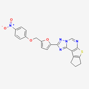 molecular formula C21H15N5O4S B10952383 2-{5-[(4-nitrophenoxy)methyl]furan-2-yl}-9,10-dihydro-8H-cyclopenta[4,5]thieno[3,2-e][1,2,4]triazolo[1,5-c]pyrimidine 