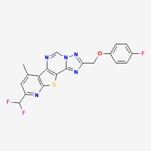 13-(difluoromethyl)-4-[(4-fluorophenoxy)methyl]-11-methyl-16-thia-3,5,6,8,14-pentazatetracyclo[7.7.0.02,6.010,15]hexadeca-1(9),2,4,7,10(15),11,13-heptaene