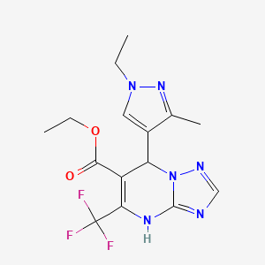 molecular formula C15H17F3N6O2 B10952428 ethyl 7-(1-ethyl-3-methyl-1H-pyrazol-4-yl)-5-(trifluoromethyl)-4,7-dihydro[1,2,4]triazolo[1,5-a]pyrimidine-6-carboxylate 