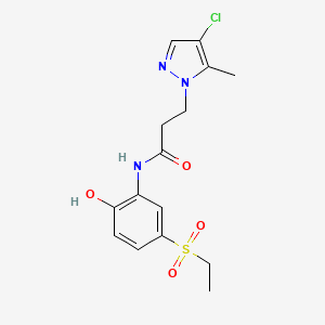 molecular formula C15H18ClN3O4S B10952453 3-(4-chloro-5-methyl-1H-pyrazol-1-yl)-N-[5-(ethylsulfonyl)-2-hydroxyphenyl]propanamide CAS No. 1005565-99-0