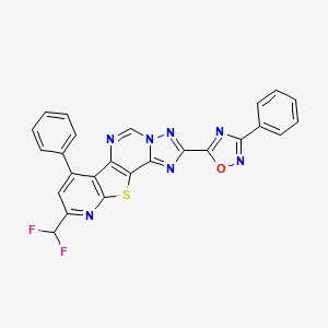 5-[13-(difluoromethyl)-11-phenyl-16-thia-3,5,6,8,14-pentazatetracyclo[7.7.0.02,6.010,15]hexadeca-1(9),2,4,7,10(15),11,13-heptaen-4-yl]-3-phenyl-1,2,4-oxadiazole