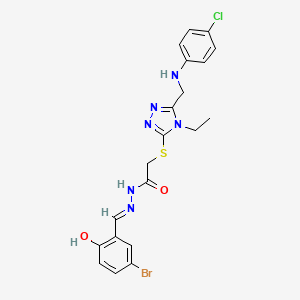 molecular formula C20H20BrClN6O2S B10952509 N'-[(E)-(5-bromo-2-hydroxyphenyl)methylidene]-2-[(5-{[(4-chlorophenyl)amino]methyl}-4-ethyl-4H-1,2,4-triazol-3-yl)sulfanyl]acetohydrazide 