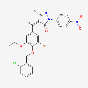 molecular formula C26H21BrClN3O5 B10952583 (4Z)-4-{3-bromo-4-[(2-chlorobenzyl)oxy]-5-ethoxybenzylidene}-5-methyl-2-(4-nitrophenyl)-2,4-dihydro-3H-pyrazol-3-one 