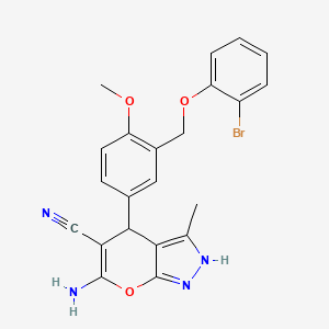 molecular formula C22H19BrN4O3 B10952587 6-Amino-4-{3-[(2-bromophenoxy)methyl]-4-methoxyphenyl}-3-methyl-1,4-dihydropyrano[2,3-c]pyrazole-5-carbonitrile 