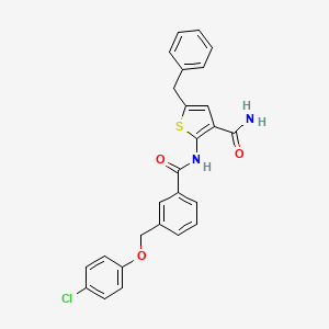 5-Benzyl-2-[({3-[(4-chlorophenoxy)methyl]phenyl}carbonyl)amino]thiophene-3-carboxamide