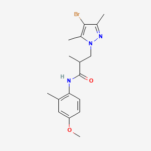 molecular formula C17H22BrN3O2 B10952604 3-(4-bromo-3,5-dimethyl-1H-pyrazol-1-yl)-N-(4-methoxy-2-methylphenyl)-2-methylpropanamide 