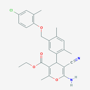 molecular formula C26H27ClN2O4 B10952611 ethyl 6-amino-4-{5-[(4-chloro-2-methylphenoxy)methyl]-2,4-dimethylphenyl}-5-cyano-2-methyl-4H-pyran-3-carboxylate 