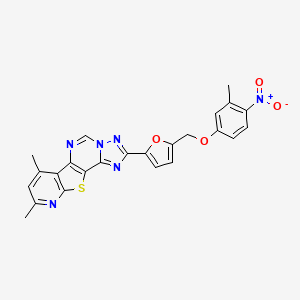 11,13-dimethyl-4-[5-[(3-methyl-4-nitrophenoxy)methyl]furan-2-yl]-16-thia-3,5,6,8,14-pentazatetracyclo[7.7.0.02,6.010,15]hexadeca-1(9),2,4,7,10(15),11,13-heptaene